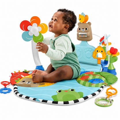 4-in-1 Baby Activity Gym & Play Mat with Kick Piano & Overhead Mobile
