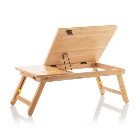 Adjustable Bamboo Folding Laptop Desk & Breakfast Tray for Bed & Sofa