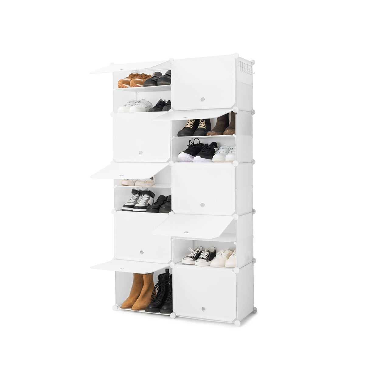 Weißer tragbarer Schuhschrank-Organizer – Modulares Design