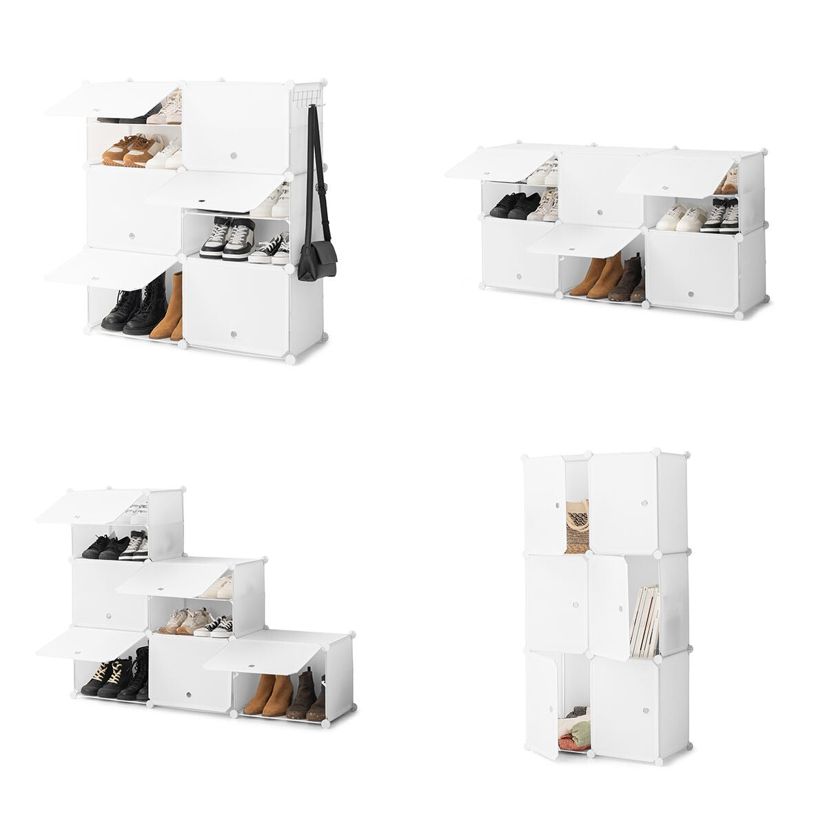 Weißer tragbarer Schuhschrank-Organizer – Modulares Design