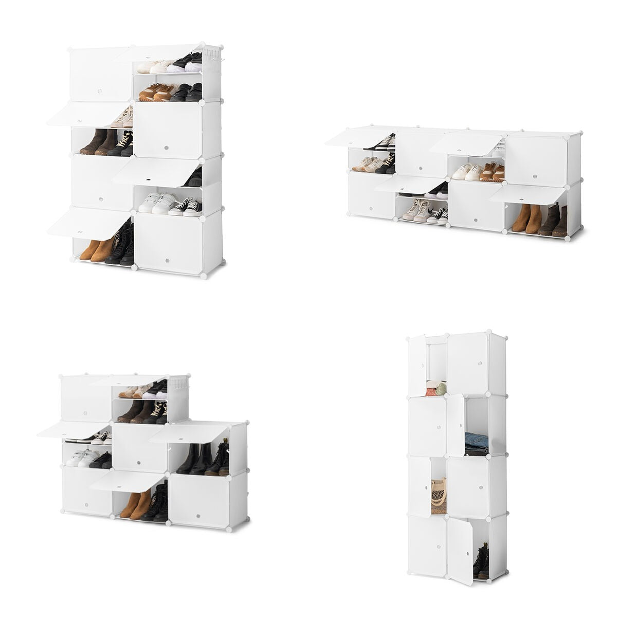 Weißer tragbarer Schuhschrank-Organizer – Modulares Design