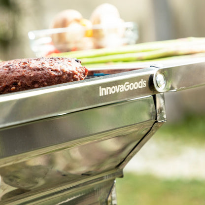 Portable Foldable Charcoal BBQ Grill – Stainless Steel Outdoor Barbecue with Large Cooking Surface