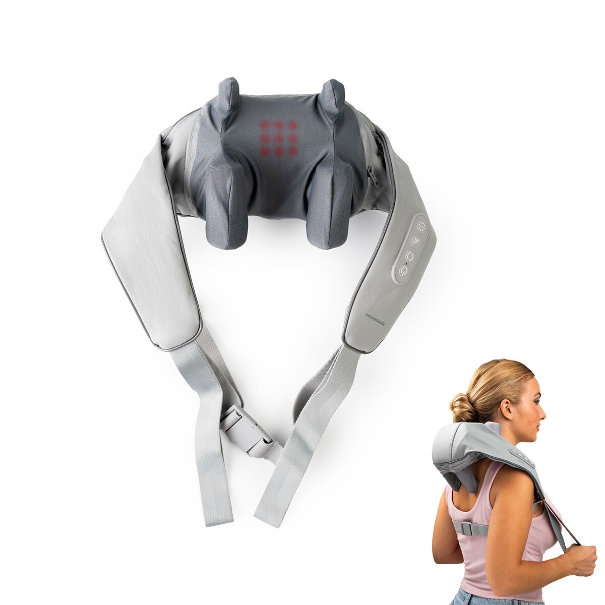 Cordless Shiatsu Neck & Shoulder Massager with Heat – Deep Tissue Massage Wrap