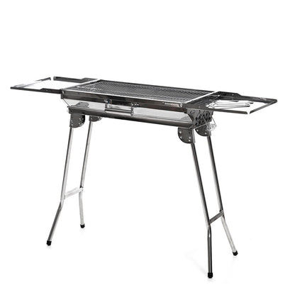 Portable Foldable Charcoal BBQ Grill – Stainless Steel Outdoor Barbecue with Large Cooking Surface