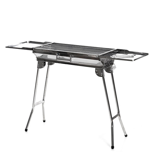 Portable Foldable Charcoal BBQ Grill – Stainless Steel Outdoor Barbecue with Large Cooking Surface