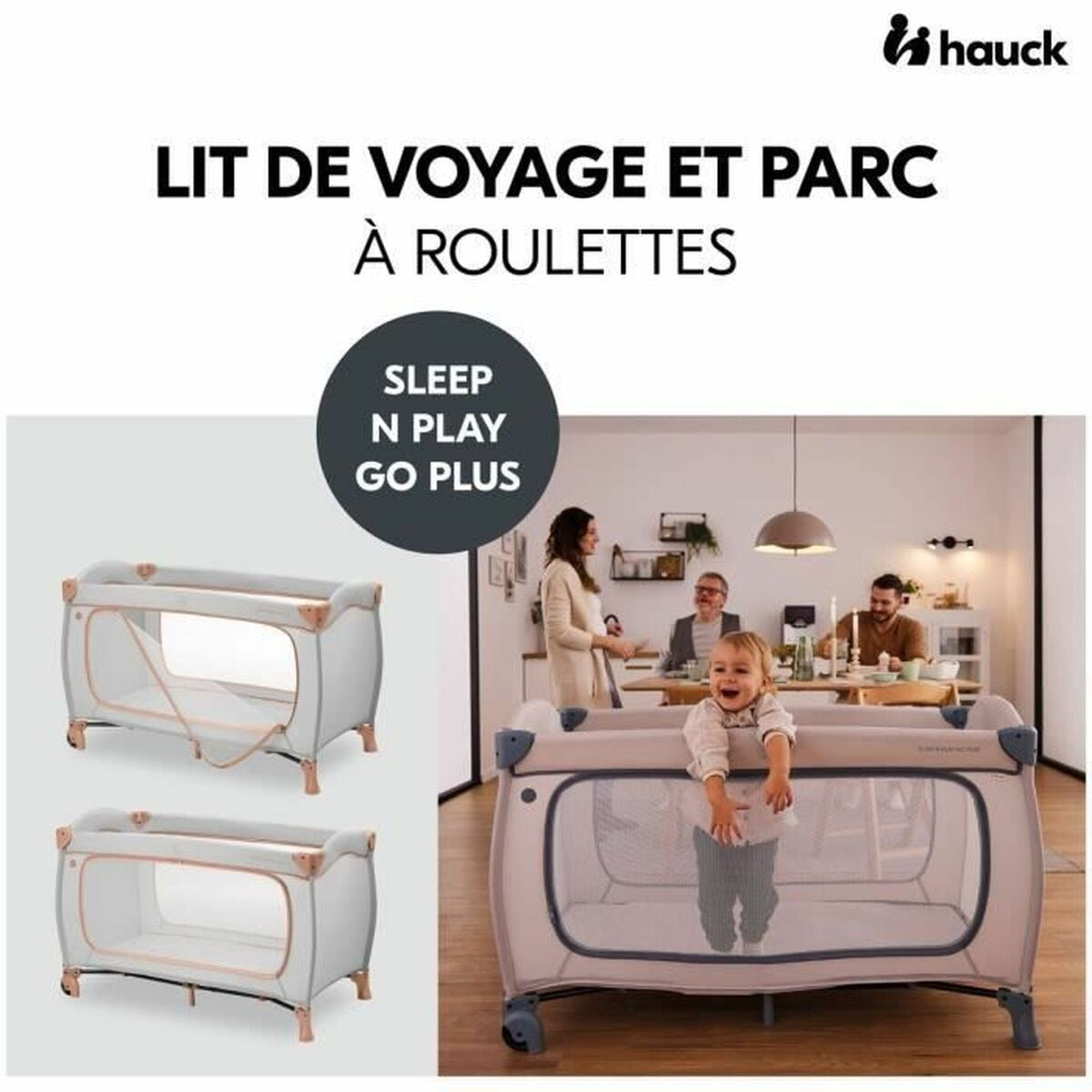 Portable Foldable Baby Travel Cot & Playpen with Mesh Sides & Wheels