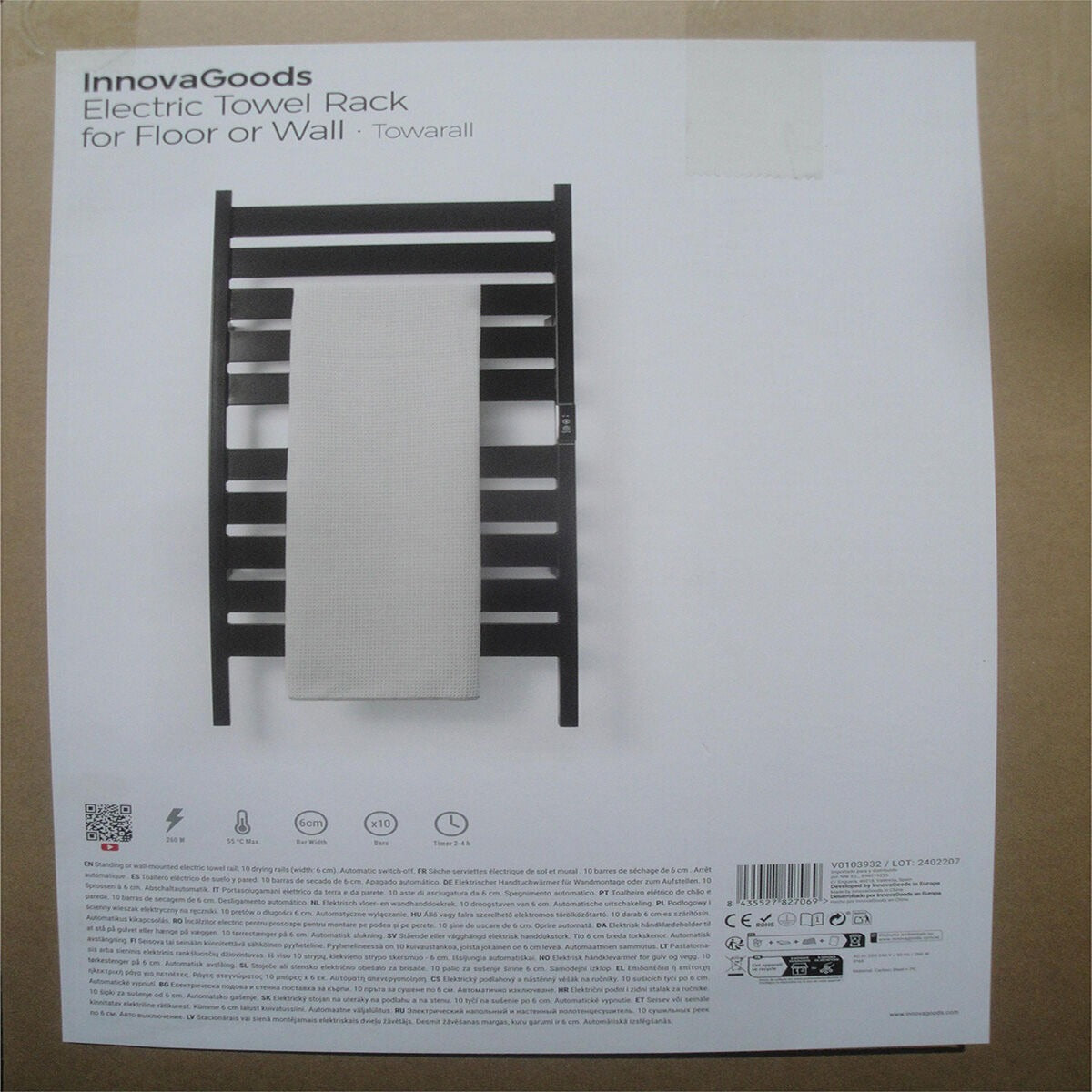 Electric Towel Warmer – 10 Bars, Wall/Floor Mount | Carbon Steel