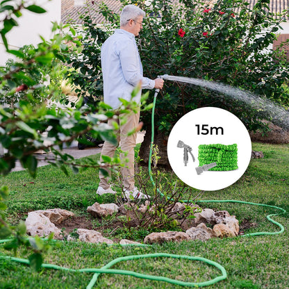 Ausziehbarer Gartenschlauch 30m – Flexibler Wasserschlauch mit Multifunktions-Sprühdüse