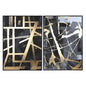Lot de tableaux abstraits muraux noirs et or – Impressions sur toile géométriques modernes
