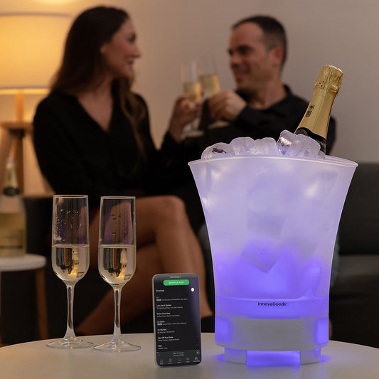 Seau à glace LED avec haut-parleur Bluetooth rechargeable – Glacière de fête