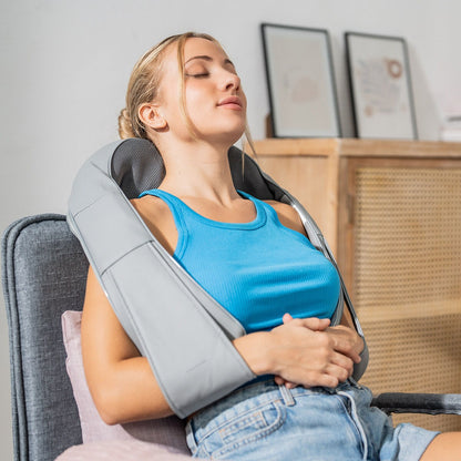 Electric Shiatsu Neck & Shoulder Massager – Heated Deep Tissue Massage Wrap