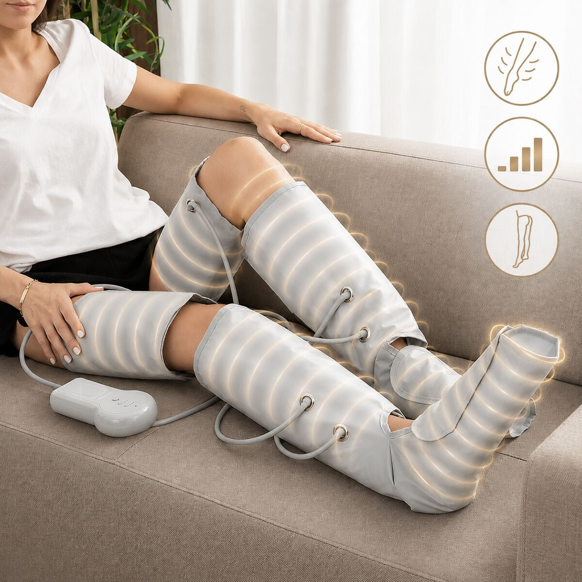 Air Compression Leg Massager Set for Thighs, Calves & Feet with Hand Controller