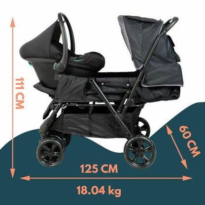 Tandem Double Baby Stroller & Travel System with Car Seat Carrier