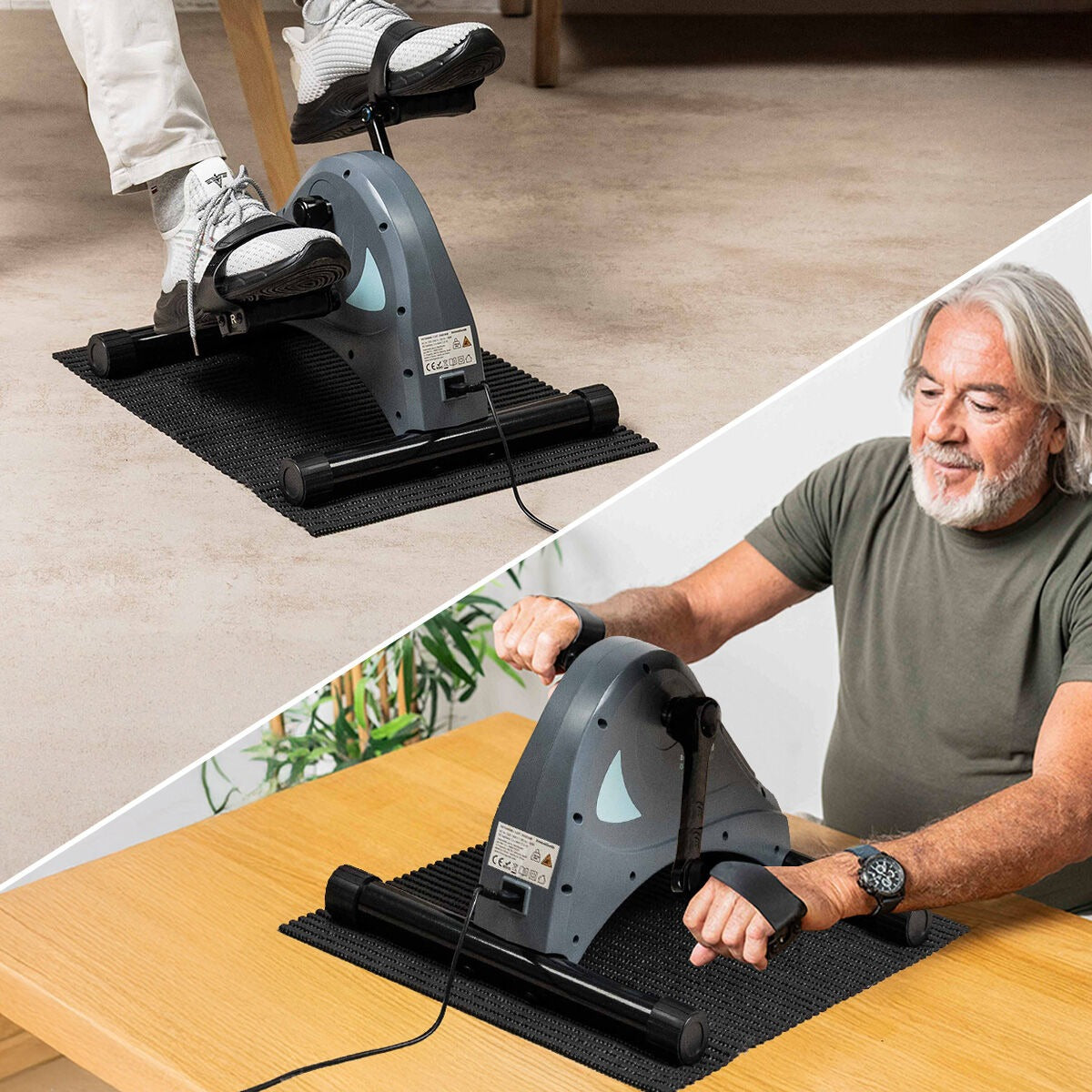 Pédalier d'appartement électrique pour bras et jambes – Mini-vélo d'exercice motorisé avec télécommande et tapis