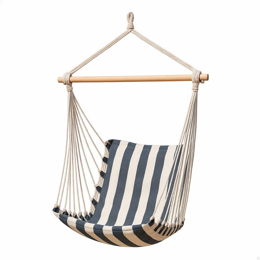 Hanging Hammock Chair – Comfortable Cotton Swing Seat with Wooden Spreader Bar