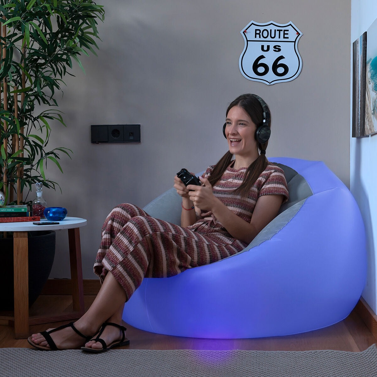 Aufblasbarer LED-Loungesessel – Farbwechselnde Lichter & Fernbedienung