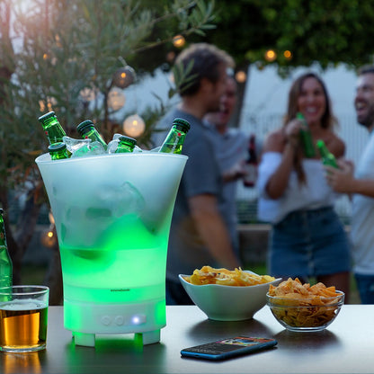 Seau à glace LED avec haut-parleur Bluetooth rechargeable – Glacière de fête