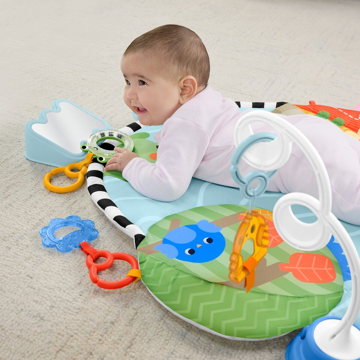 4-in-1 Baby Activity Gym & Play Mat with Kick Piano & Overhead Mobile