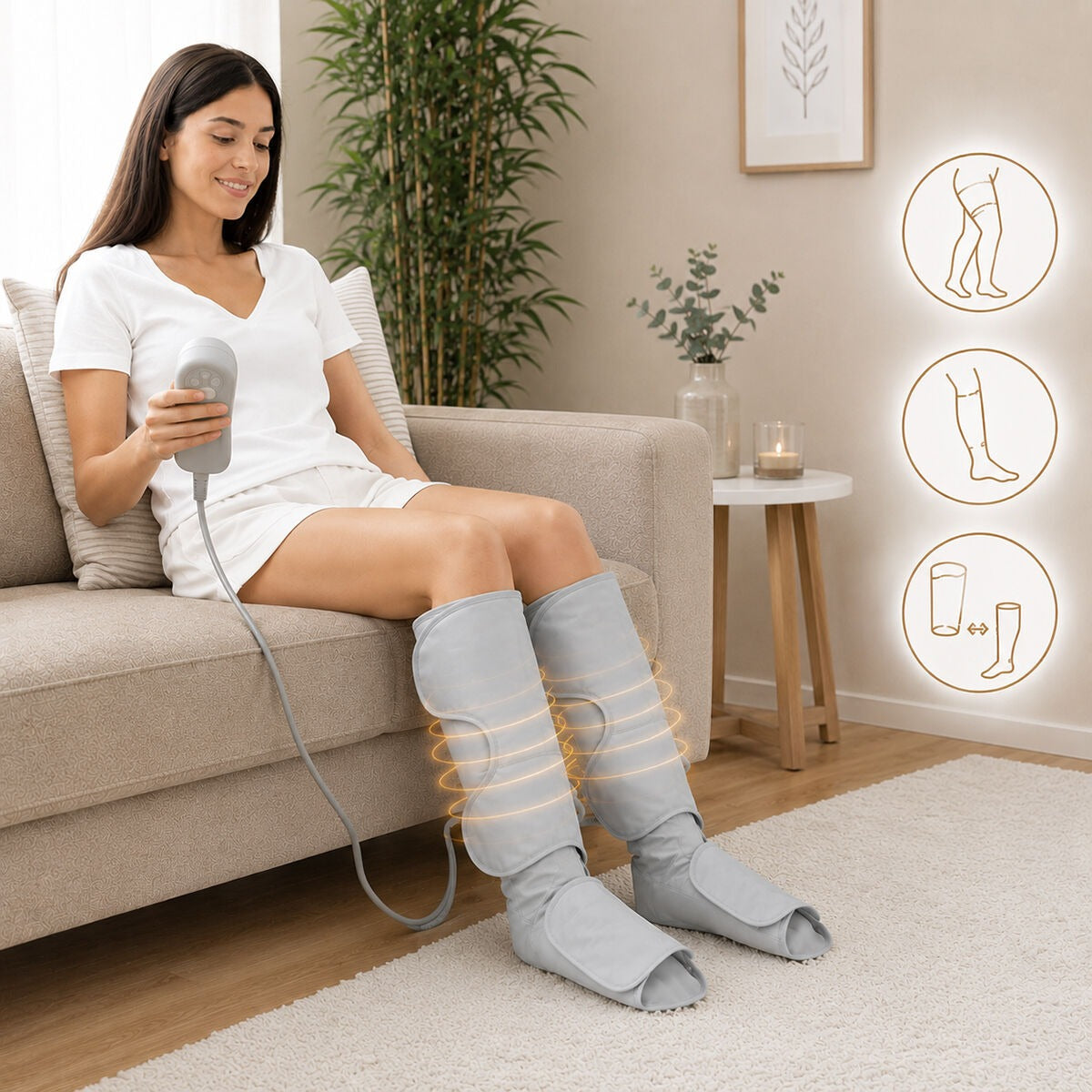 Air Compression Leg Massager Set for Thighs, Calves & Feet with Hand Controller