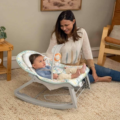 Portable Soothing Infant Rocker & Stationary Bouncer with Toy Bar