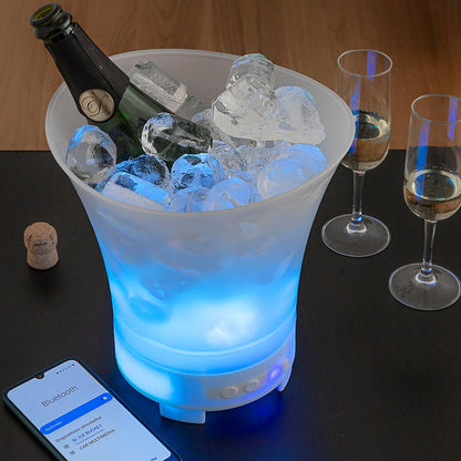 Seau à glace LED avec haut-parleur Bluetooth rechargeable – Glacière de fête