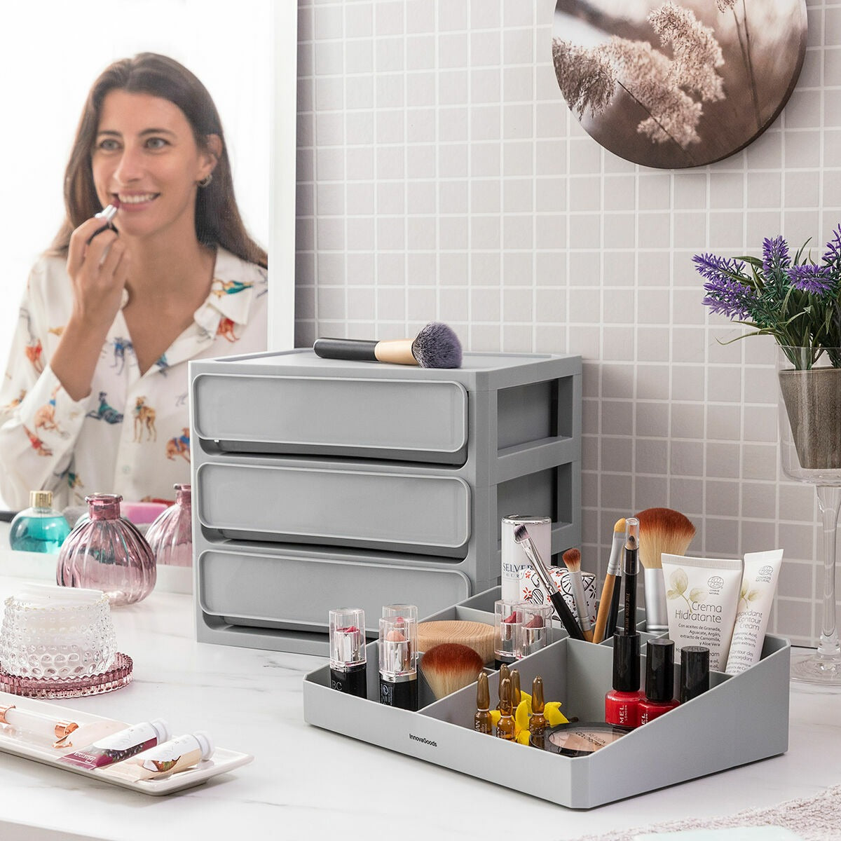 Organisateur de maquillage à 3 niveaux avec tiroirs – Rangement cosmétique et beauté