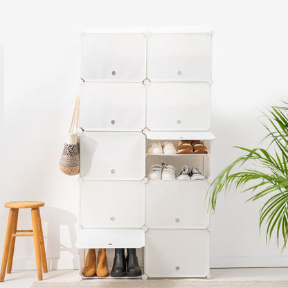 Weißer tragbarer Schuhschrank-Organizer – Modulares Design