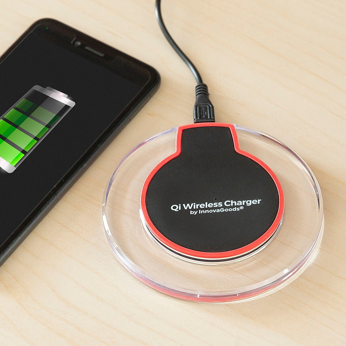 Universal Qi Wireless Charging Pad for Smartphones with Cable