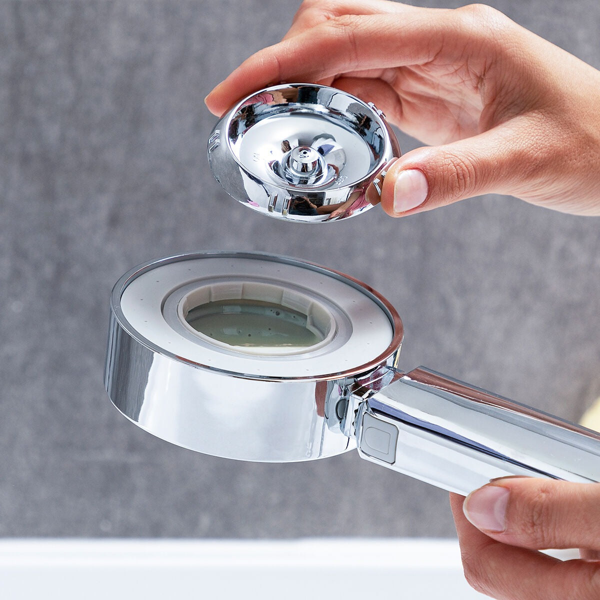 3-in-1 Dual-Sided Handheld Shower Head with Built-In Soap Dispenser