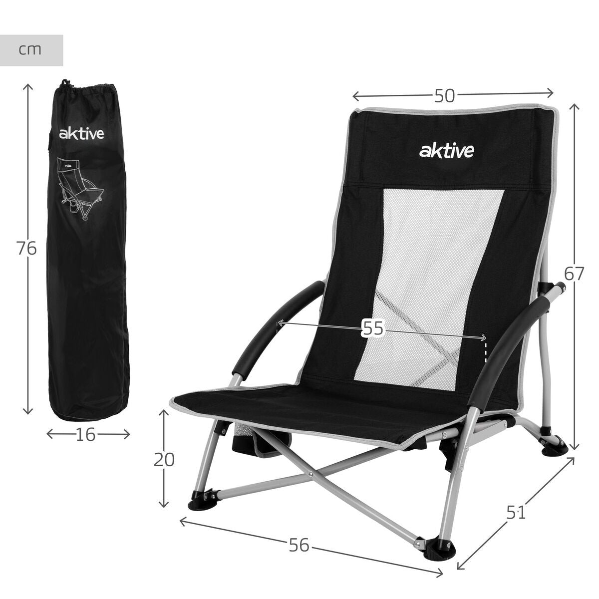 Foldable Outdoor Camping Chair – Portable Padded Leisure Chair with Armrests