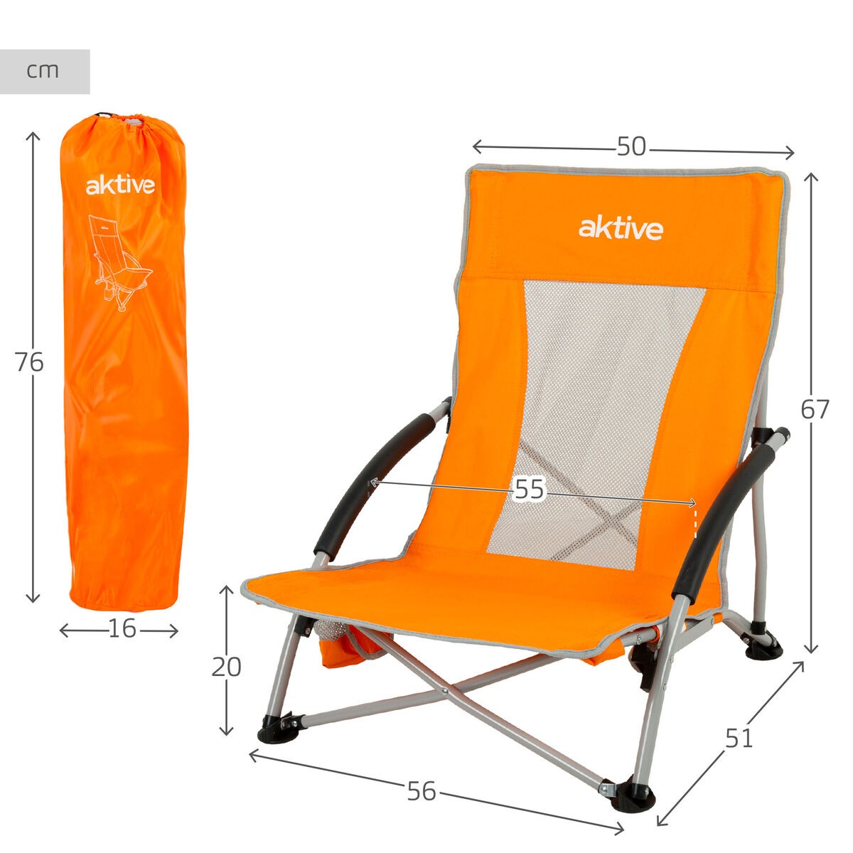 Foldable Outdoor Camping Chair – Portable Relaxation Chair with Armrests & Mesh Backrest