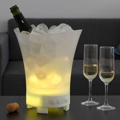 Seau à glace LED avec haut-parleur Bluetooth rechargeable – Glacière de fête