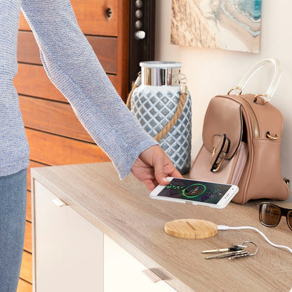 Natural Bamboo Wireless Charging Pad for Qi-Enabled Smartphones