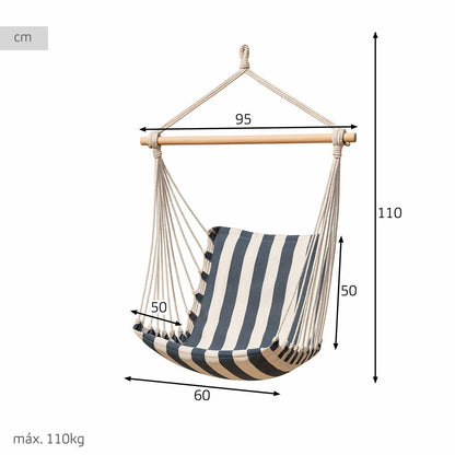 Hanging Hammock Chair – Comfortable Cotton Swing Seat with Wooden Spreader Bar