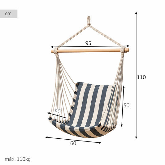 Hanging Hammock Chair – Comfortable Cotton Swing Seat with Wooden Spreader Bar