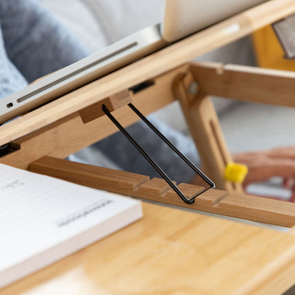 Adjustable Bamboo Folding Laptop Desk & Breakfast Tray for Bed & Sofa