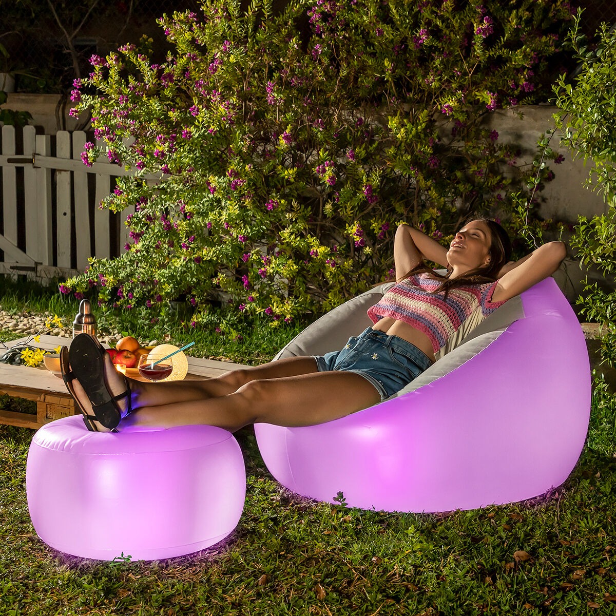 Aufblasbarer LED-Loungesessel – Farbwechselnde Lichter & Fernbedienung