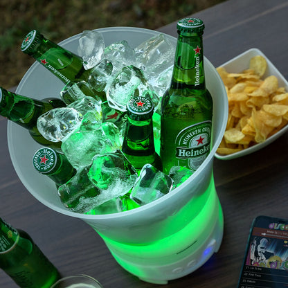 Seau à glace LED avec haut-parleur Bluetooth rechargeable – Glacière de fête