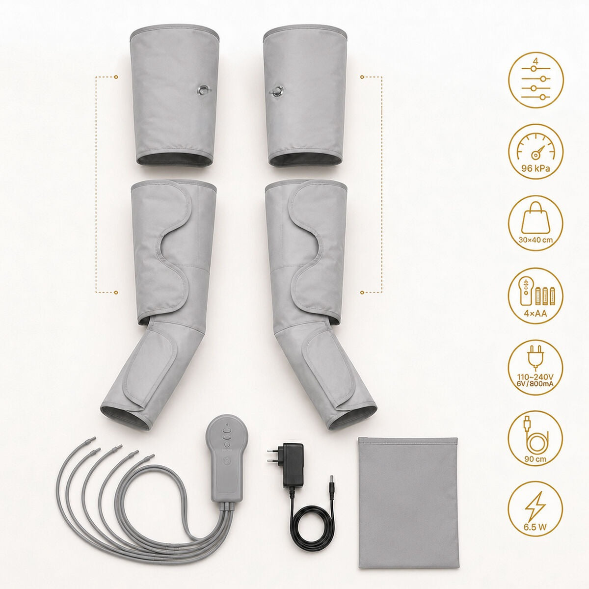 Air Compression Leg Massager Set for Thighs, Calves & Feet with Hand Controller