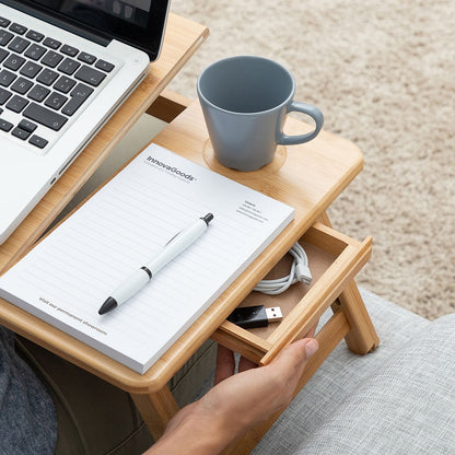 Adjustable Bamboo Folding Laptop Desk & Breakfast Tray for Bed & Sofa