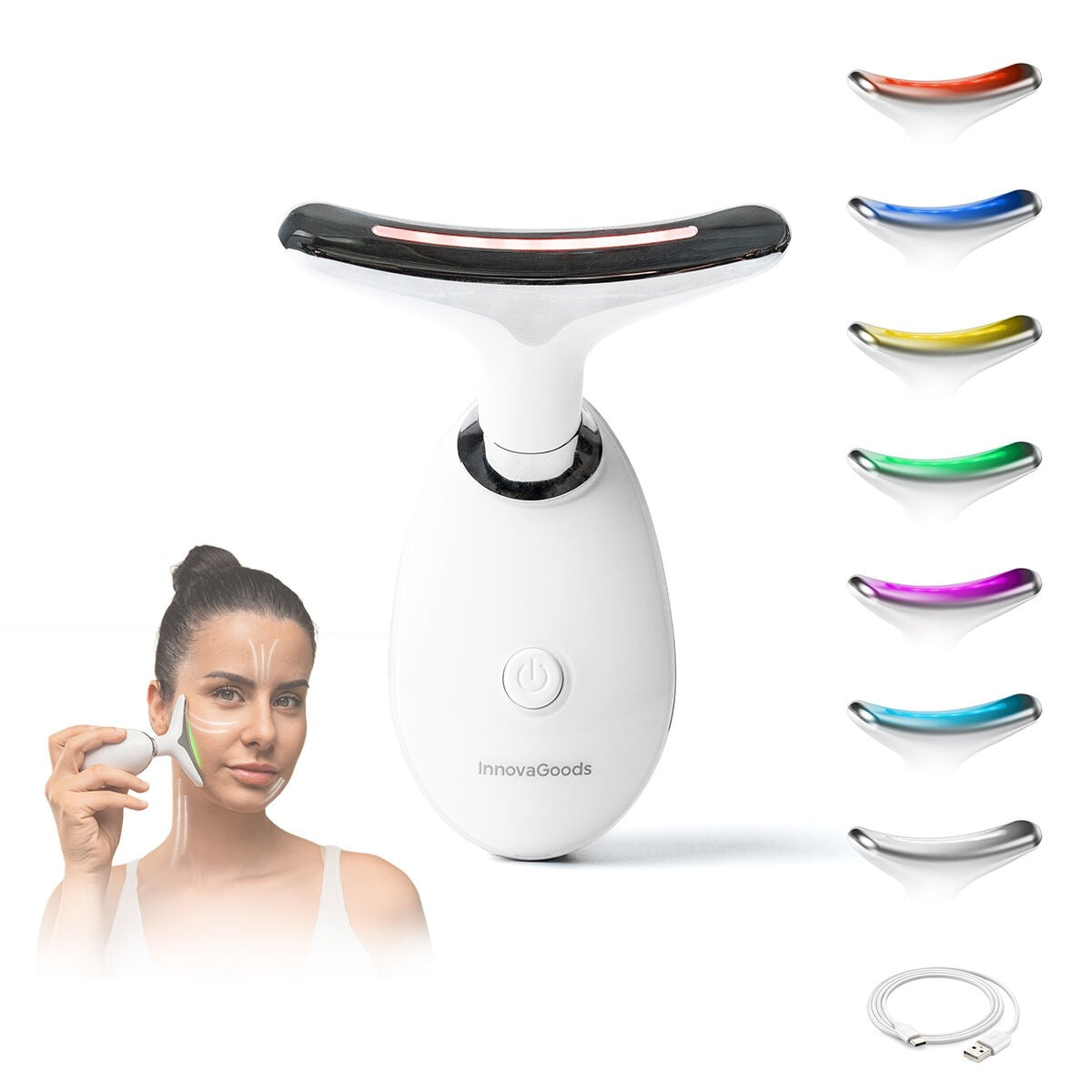 Electric LED Facial Massager – 7-Color Light Therapy, Heat & EMS Skin Care Device