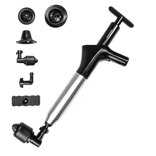 High-Pressure Air Drain Plunger – 5-in-1 Clog Remover with Interchangeable Heads