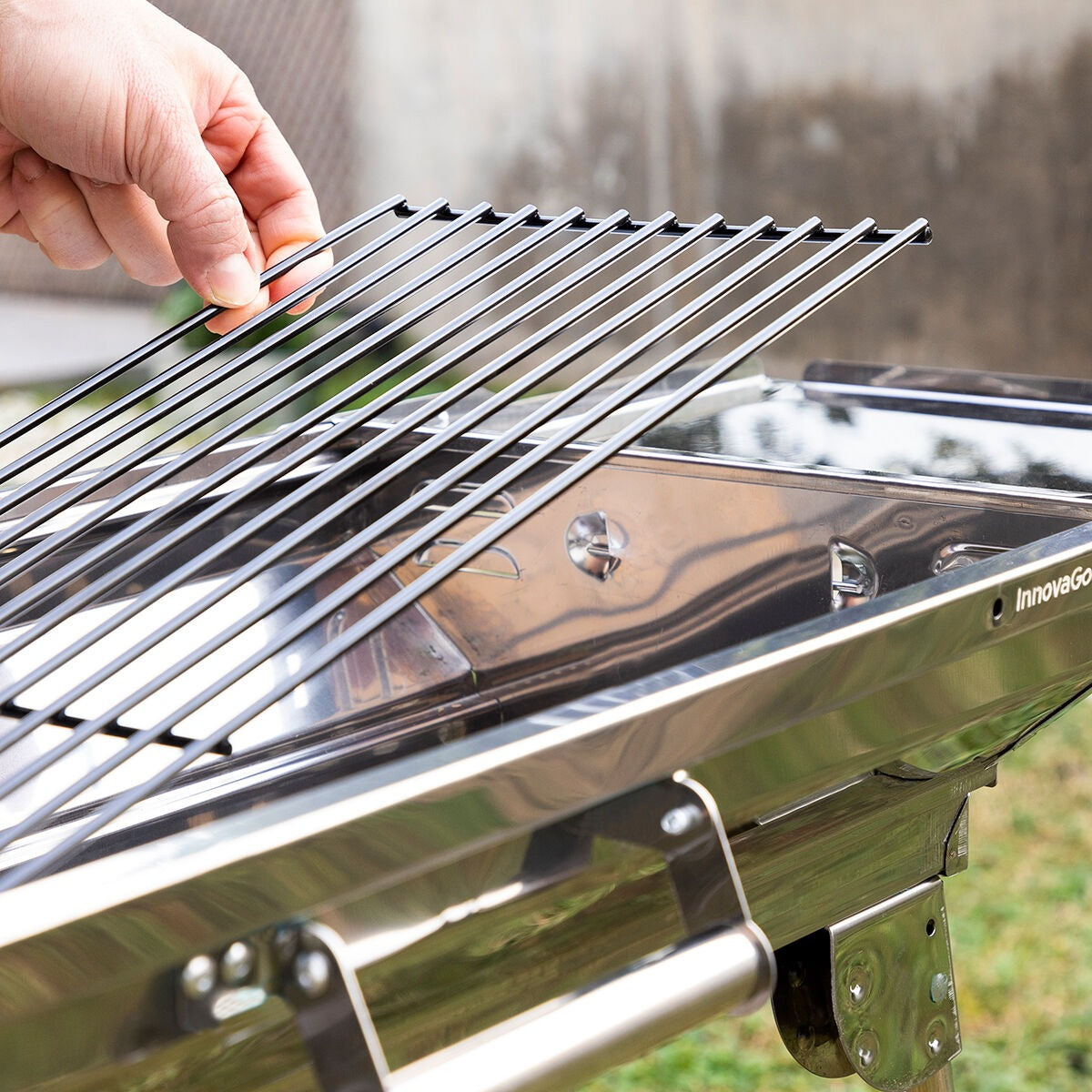 Portable Foldable Charcoal BBQ Grill – Stainless Steel Outdoor Barbecue with Large Cooking Surface