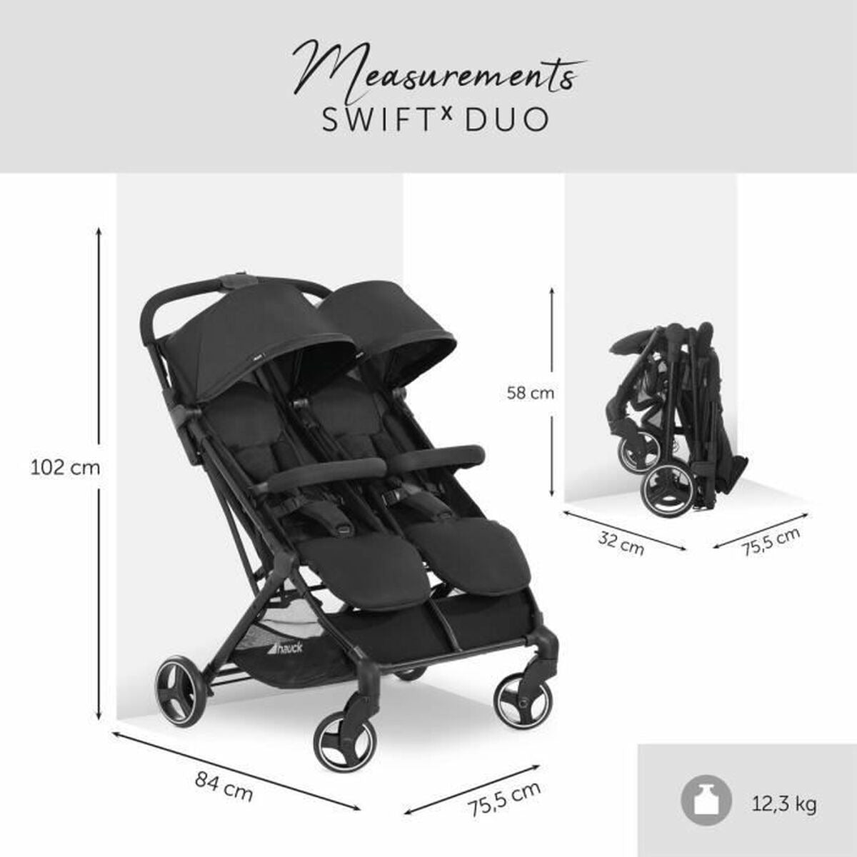 Best Foldable Twin Baby Stroller with Independent Canopies & Storage Basket