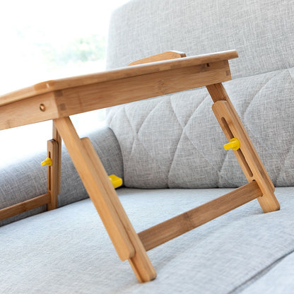 Adjustable Bamboo Folding Laptop Desk & Breakfast Tray for Bed & Sofa
