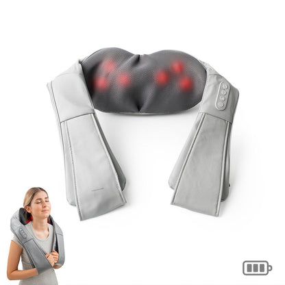 Electric Shiatsu Neck & Shoulder Massager – Heated Deep Tissue Massage Wrap