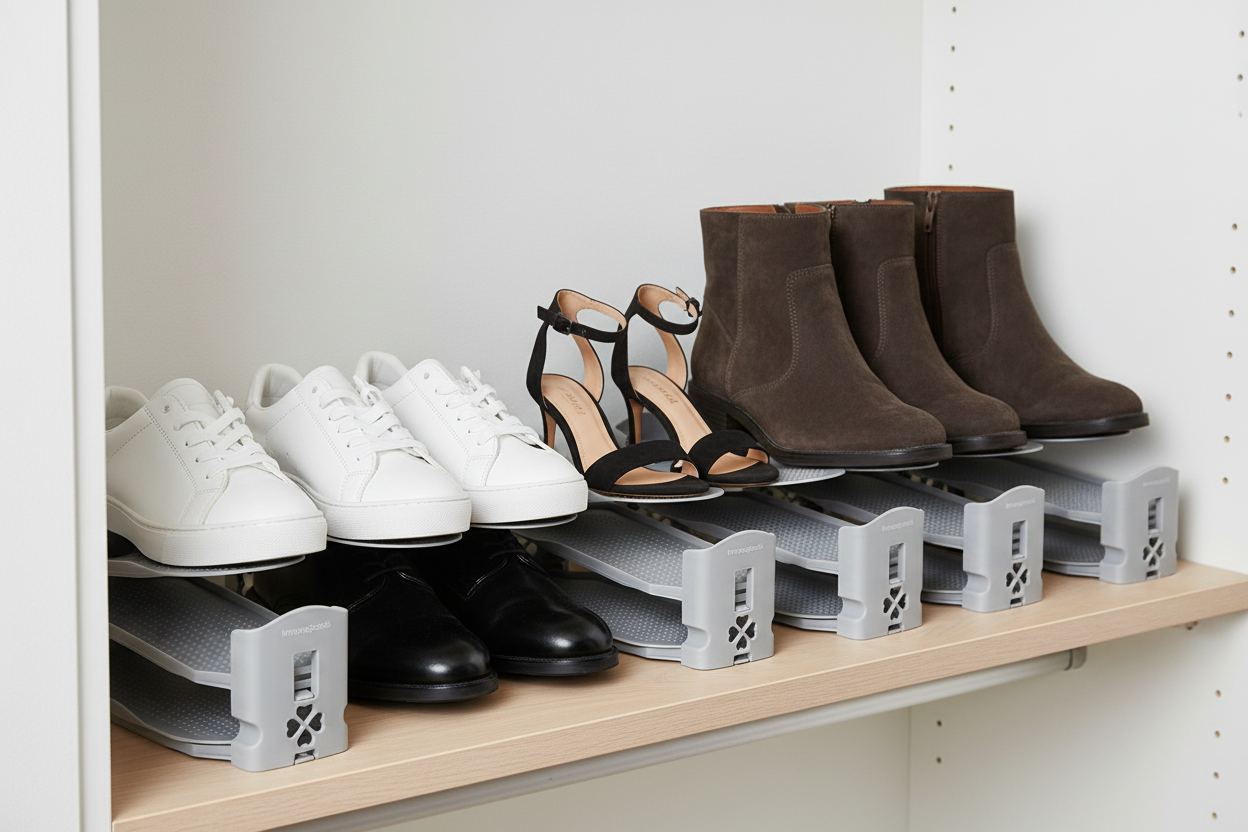 Organised wardrobe shelf